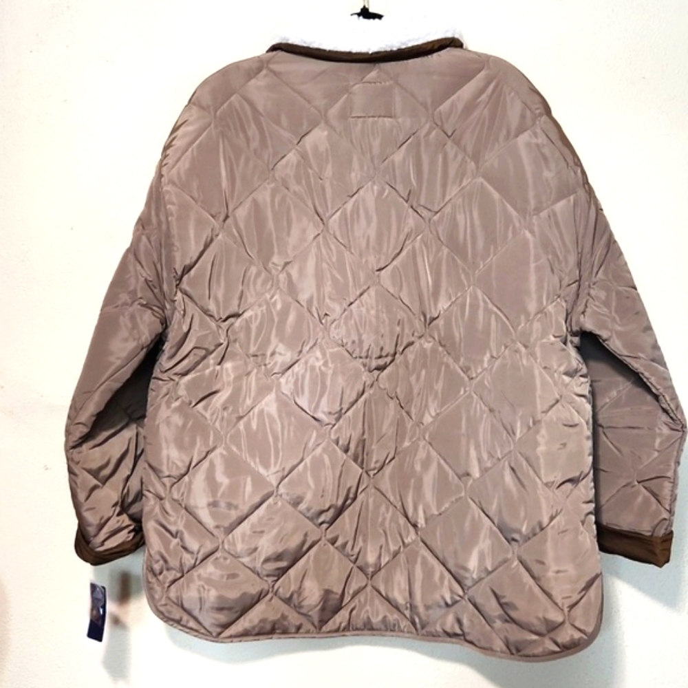 NWT! Lucky Brand Quilted Faux Fur Toffee Tobacco XL - Picture 7 of 15